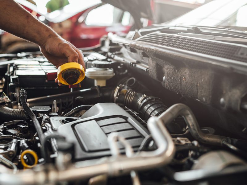 auto mechanic working car engine technical car inspection service